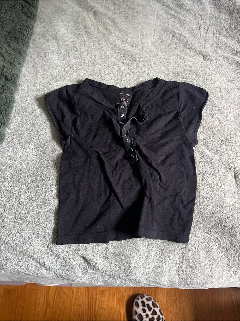 Free People Intimately Black Button Up Tee Size XS/S